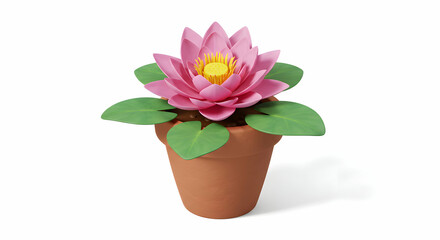 Pink Water Lily in Pot Stunning Miniature Flower Image