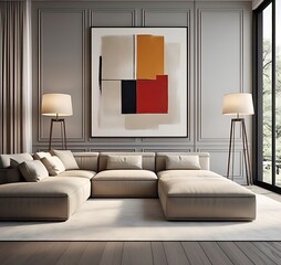 minimal living room with bold accent decor 
