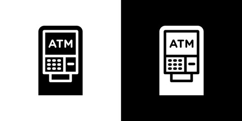 Atm icon in solid flat trendy design style.