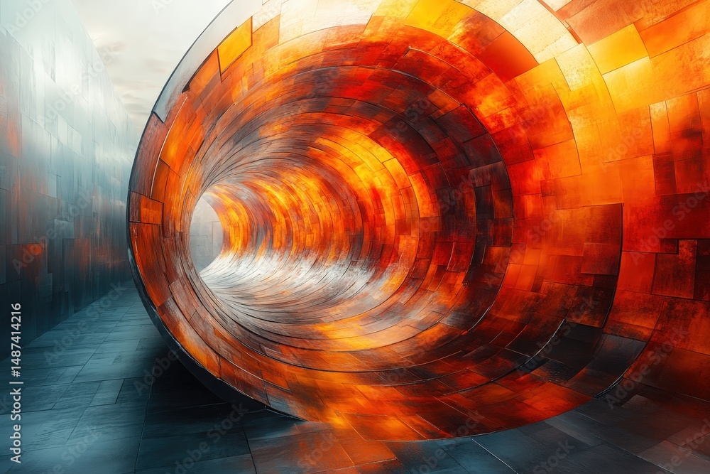 Aufkleber exploring the abstract representation of economic cycles through vibrant colors and forms reflecting