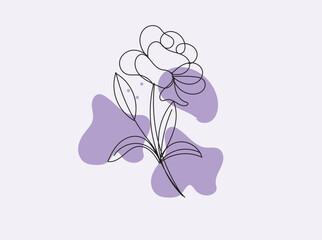 Abstract Line Art Flower with Purple Background