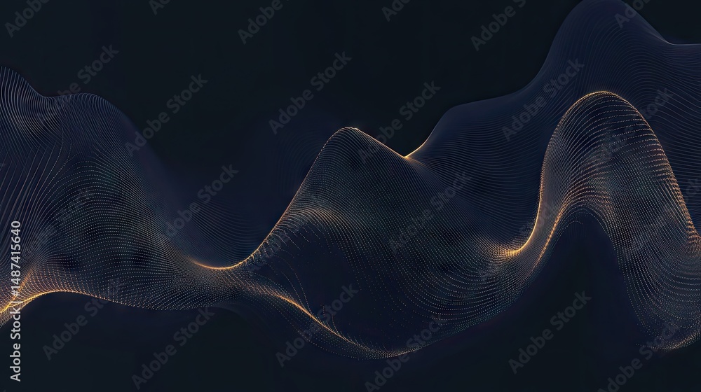 Poster abstract digital design of flowing lines in dark tones.