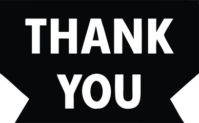 Obraz premium White Thank You Text Elegantly Displayed on a Black Shaped Banner