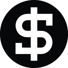 Obraz premium White dollar symbol is centered inside a black circle on a white background