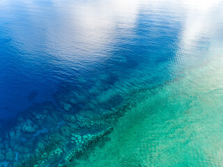 奄美大島、日本、珊瑚礁の島、ドローン撮影。
