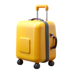 Rendered illustration of a vibrant yellow suitcase isolated on transparent background ready for travel adventures