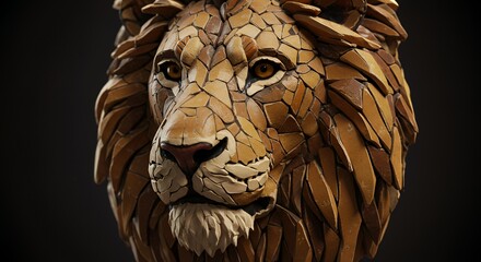 Lion Mosaic Head Art