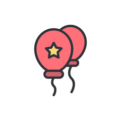 Festive Red Balloons With Star Icon For Celebration And Party Elements