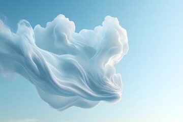 Abstract Flowing White Fabric Against a Pale Blue Sky Background