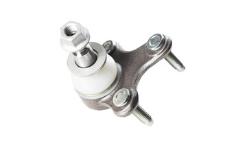 Automotive spare part ball joint on white background, isolate. Car suspension part, close-up