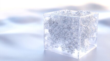 Crystalline Ice Cube Structure in Bright White Setting