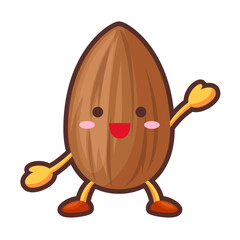 片手を挙げるかわいいアーモンドのキャラクター