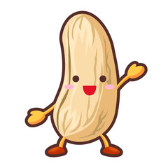 手を挙げるかわいいカシューナッツのキャラクター