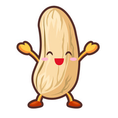 手を挙げるかわいいカシューナッツのキャラクター