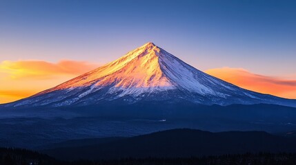 Majestic Snow Covered Mountain Peak at Sunrise