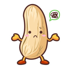 不機嫌な顔をしたかわいいカシューナッツのキャラクター