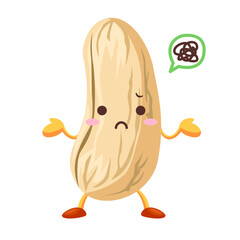 不機嫌な顔をしたかわいいカシューナッツのキャラクター