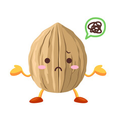 不機嫌な顔をしたかわいいクルミのキャラクター