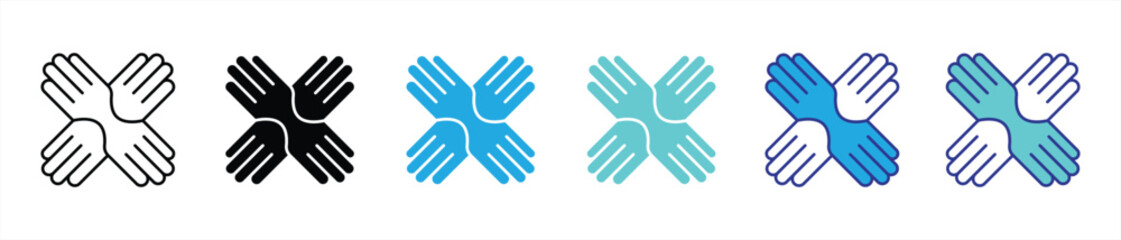 Obraz premium collaboration icon set. containing teamwork, mutual respect across boundaries thin line and color style icon symbol sign. vector illustration