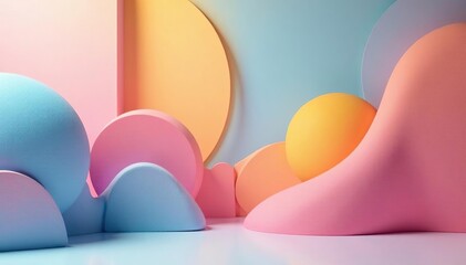 Fototapeta premium Abstract geometric shapes, pastel colors create a calming interior design repeat , home, geometric, design element