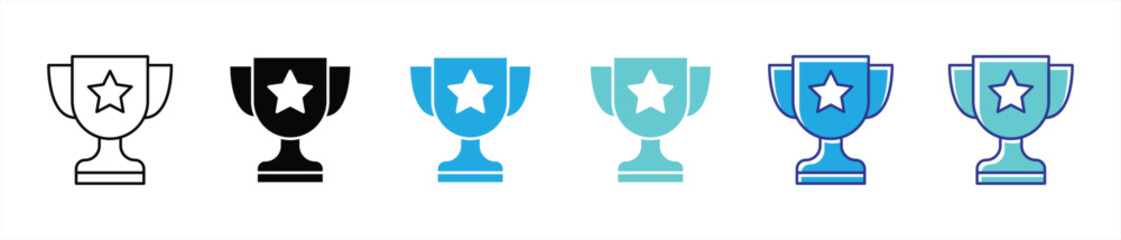 trophy icon set. containing celebrating excellence, achievement, victory thin line and color style icon for your app and web symbol sign. vector illustration