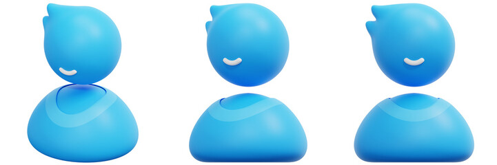 Set of 3D Blue Smiling Avatars 3d Render Icon Illustration