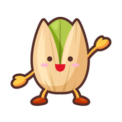 片手をあげるかわいいピスタチオのキャラクター
