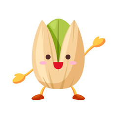 片手をあげるかわいいピスタチオのキャラクター