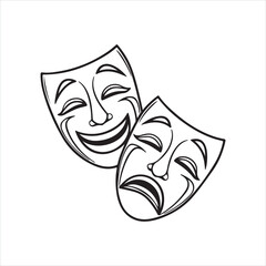 Comedy and Tragedy Theatre Masks Icon