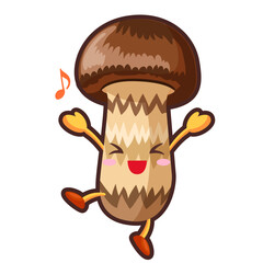 とても喜ぶかわいいマツタケのイラスト