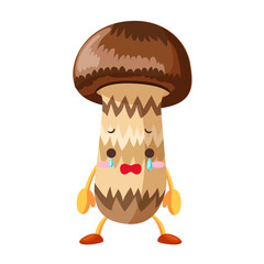 涙を流すかわいいマツタケのイラスト