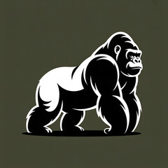 Obraz premium Powerful Gorilla Silhouette Illustration Strong Ape Graphic Design