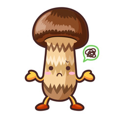 不機嫌なかわいいマツタケのキャラクターのイラスト
