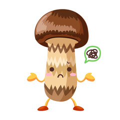 不機嫌なかわいいマツタケのキャラクターのイラスト