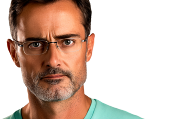 Serious Man Wearing Spectacles, Cut Out Transparent