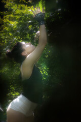 Sensual Woman in Butterfly Gesture