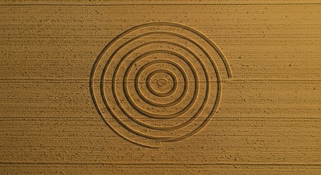 Circle in Field Aerial View