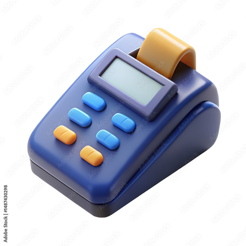 Poster 3d rendering of a payment terminal checkout device for card payments high quality 3d rendering on tr