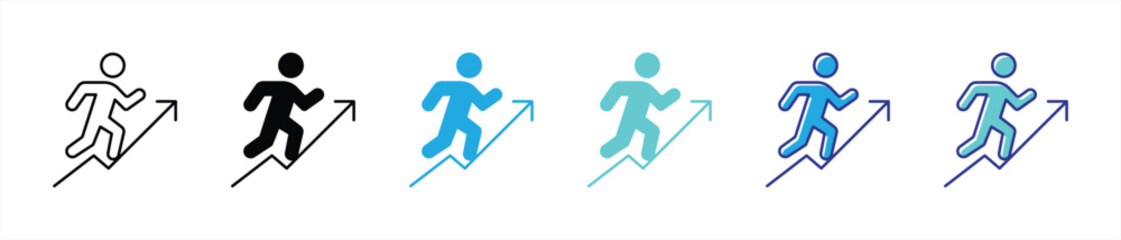 personal growth icon set. containing progress, career advancement, goal thin line and color style icon symbol sign. vector illustration