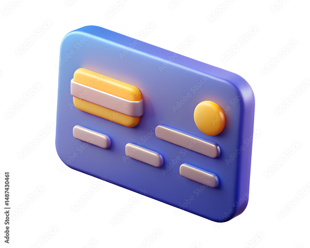 Poster 3d rendered blue credit card icon with golden elements high quality 3d rendering on transparent back