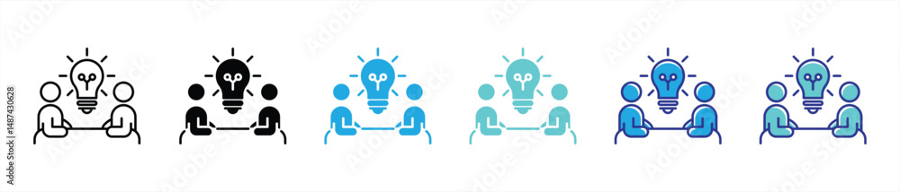 Poster collaborative symbolizing brainstorming icon set. containing innovation, problem solving in creative