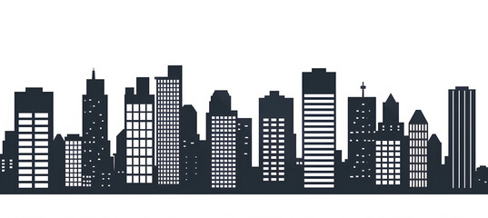 Naklejka premium Cityscape silhouette, urban skyline illustration