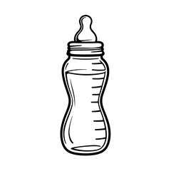 Detailed line art of baby bottle with measurement lines, clarity