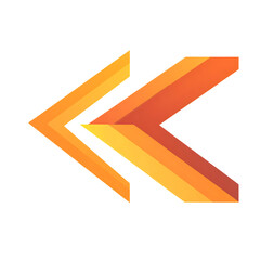 Modern Arrow with Clean Bold Lines in Blazing Orange Isolated on Transparent Background