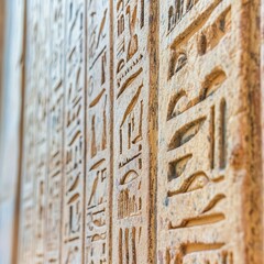 Ancient Egyptian hieroglyphs on ancient background
