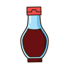 Vector cartoon ketchup or sauce bottle with red cap, ideal for food packaging, menus, or cooking-themed illustrations.