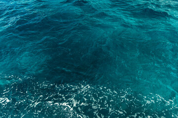 Blue sea view from above boat summer sea water background