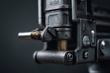 Close-up metallic mechanical device detail