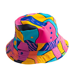 Playful Bucket Hat with a Quirky Vibrant Pattern Isolated on Transparent Background