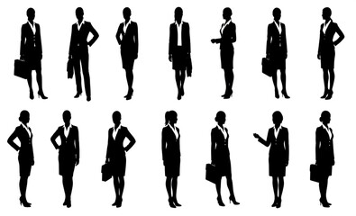 Businesswoman Silhouette Collection | Diverse Group of Professional Female Figures for Corporate Presentations and Marketing Materials